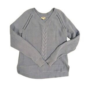 Vintage Old Navy Y2K Chunky Knit Sweater Medium Baby Blue V-Neck Coastal Grandma